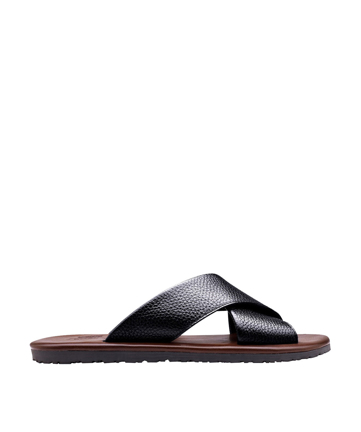 Sandal PAROS Black Pebble Grain - Finsbury Shoes
