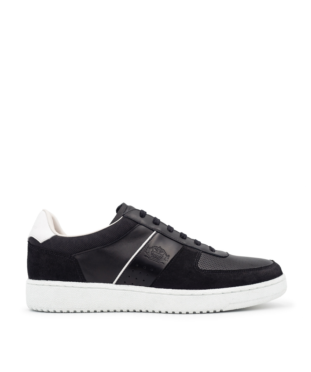 Men's lace-up sneaker in black leather
