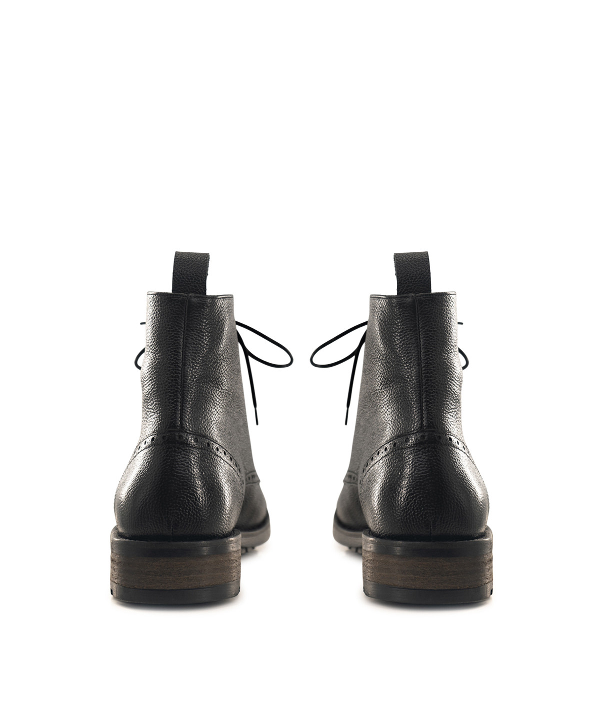 ERNESTO Black Grained Leather Boots