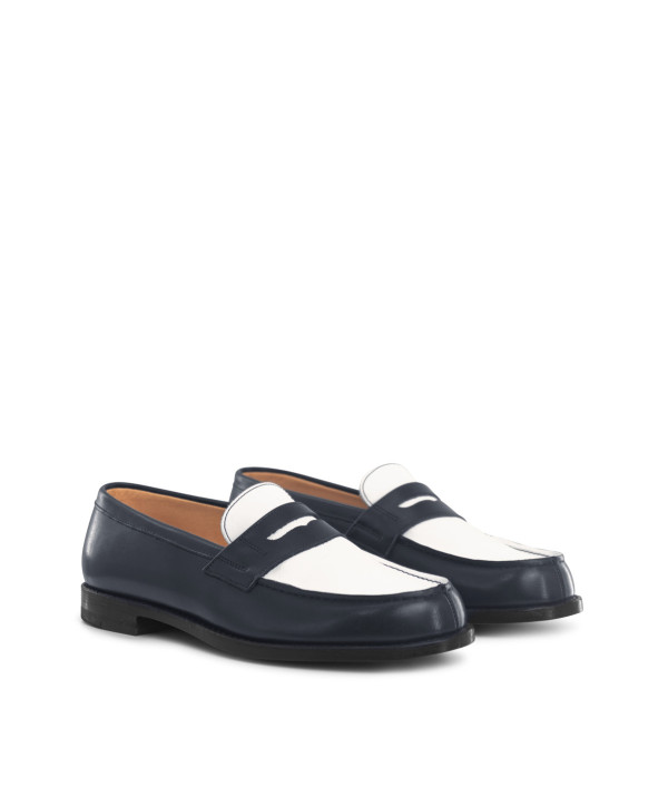 Mocassin Bicolore LILOU Marine et Blanc